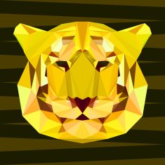 bright colored abstract geometric polygonal tiger background