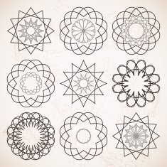 Round ornaments set over beige vintage background