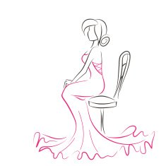 Silhouette of young elegant woman sitting on chair