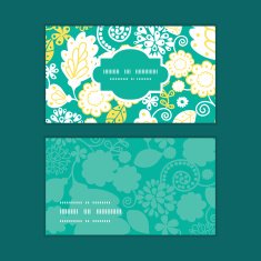 Vector emerald flowerals horizontal frame pattern business cards set