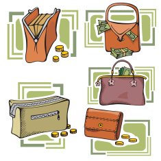 Money Illustration Series Ladies' Bags with (Vector)