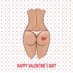 Funny Saint Valentine's card with sexy woman ass