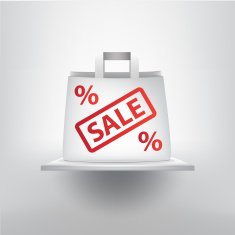 Vector sale concept White shop bag on the 3d shelf