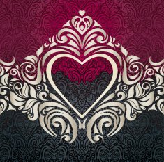 Black and red vintage floral invitation background design