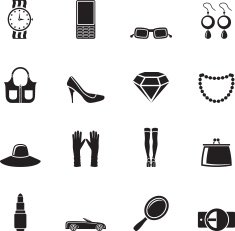 Silhouette woman and female Accessories icons