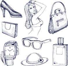 Hand drawn vector fashion elements