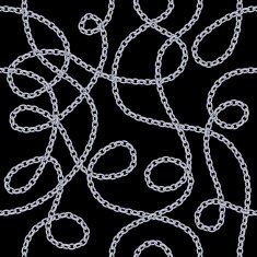 Silver chains on white background seamless pattern