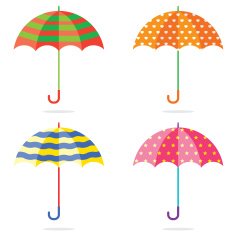 Set Of Different Colorful Umbrellas