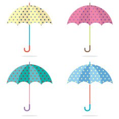 Set Of Colorful Dots Umbrellas