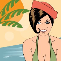 Hot pop art girl on a beach N2