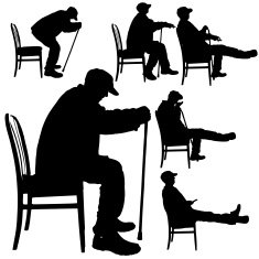 Vector silhouette of old people N18
