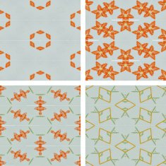 set of abstrack orange flower seamless background