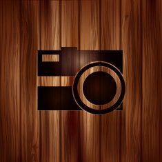 Photo camera icon Photography Wooden texture