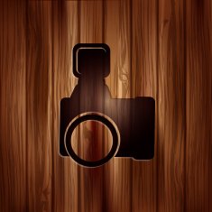 Photo camera icon Photography Wooden texture N2