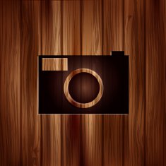Photo camera icon Photography Wooden texture N3