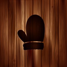 Christmas mitten icon Wooden background