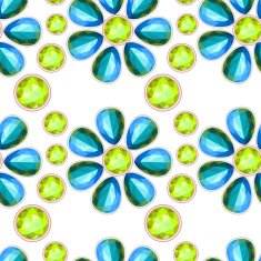 blue gemstone floral seamless pattern