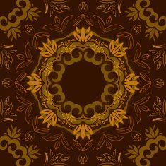 Abstract brown floral background with round vector pattern