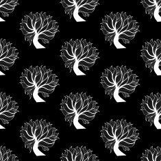 Seamless pattern background black and white tree