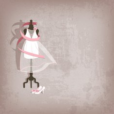 wedding dress on grungy background