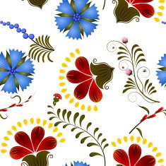 Seamless floral pattern with elements of Petrikovs painting