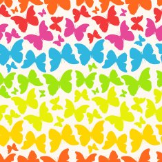 Seamless pattern with bright rainbow butterflies