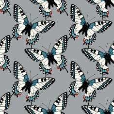 Seamless pattern with machaon swallowtail butterflies