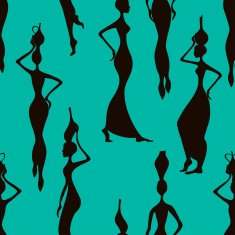 Seamless pattern of African women
