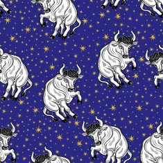 Taurus zodiac sign and stars Horoscope seamless pattern