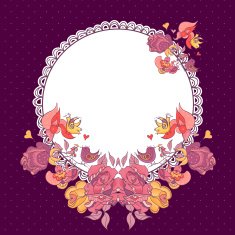 Wedding invitation with flowers&birds