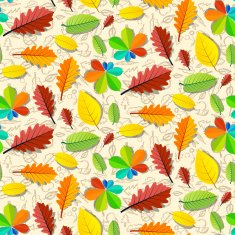 Colorful Vector Seamless Leaves Pattern