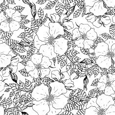 Vintage graphic flower seamless pattern texture