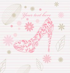 Vintage floral greeting card shoes vector