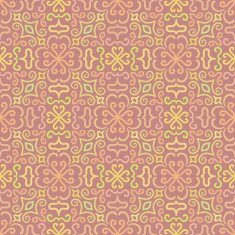 Colorful graphic flower pattern on pink background