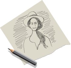 Pretty woman sketch pencil and paper