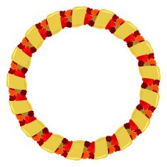 Abstract round frame of autumn leaves and gold ribbon eps10