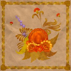 Floral arrangement with a frame of leaves