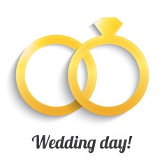 Wedding gold rings with diamond icon