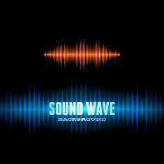 Blue and orange shiny sound waveform background