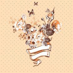 Vintage Floral Card with Ribbon