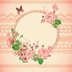 Vintage floral lace background with roses N4