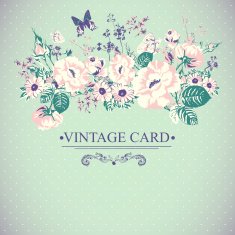 Vintage Floral Card with Butterflies