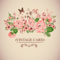Vintage Floral Card with Butterflies N2