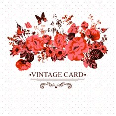 Vintage Floral Card with Butterflies N3
