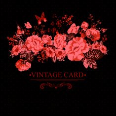 Vintage Floral Card with Butterflies N4