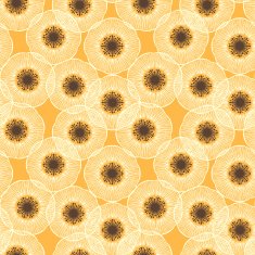 White poppy field 1950s vintage vector pattern