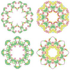 Set of lace ornament round doily geometric flower pattern floral