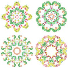 Set of lace ornament round doily geometric flower pattern floral N2