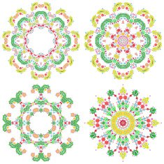 Set of lace ornament round doily geometric flower pattern floral N3