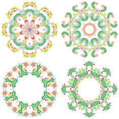 Set of lace ornament round doily geometric flower pattern floral N4